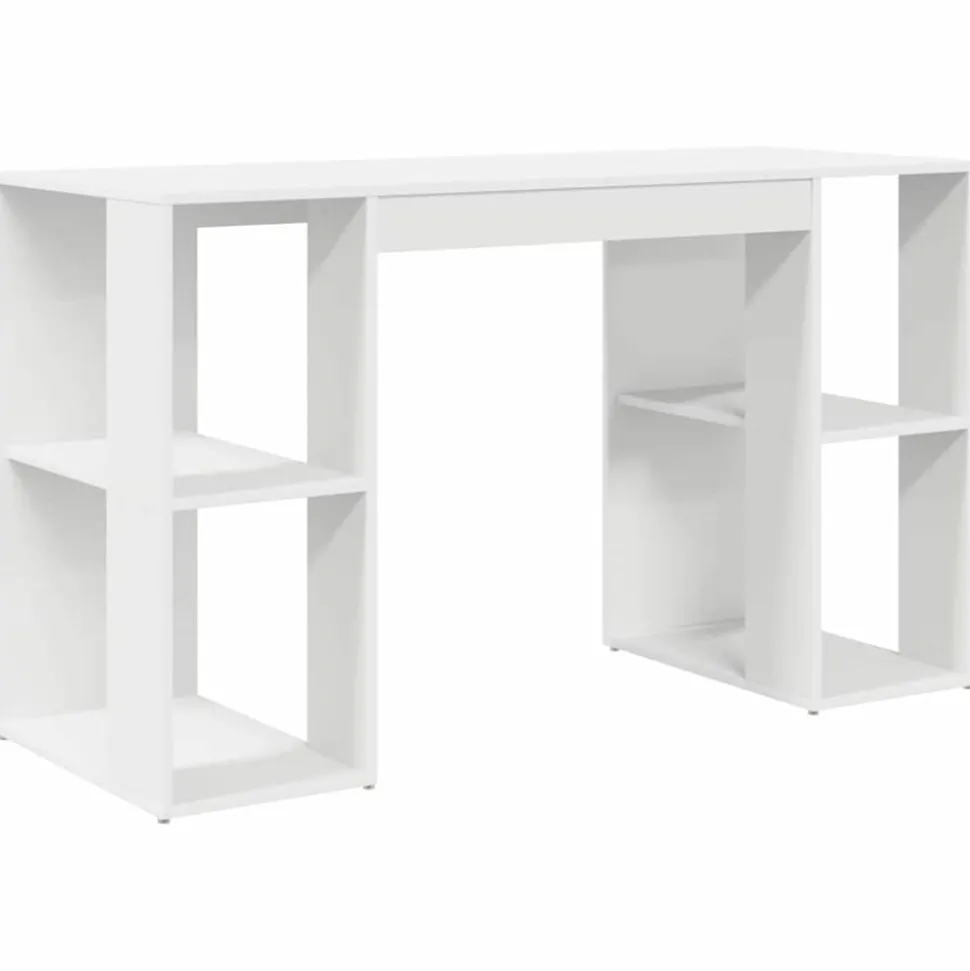 vidaXL Bureau met plank met opslag Wit 130 x 50.5 x 75 cm Bewerkt hout