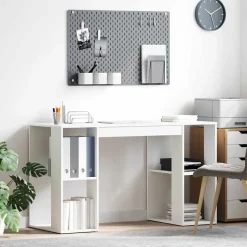 vidaXL Bureau met plank met opslag Wit 130 x 50.5 x 75 cm Bewerkt hout