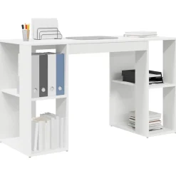 vidaXL Bureau met plank met opslag Wit 130 x 50.5 x 75 cm Bewerkt hout