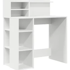 vidaXL Bureau met plank met opslag Wit 90 x 48 x 101,5 cm Bewerkt hout