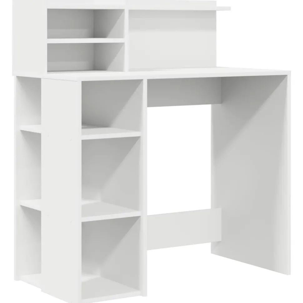 vidaXL Bureau met plank met opslag Wit 90 x 48 x 101,5 cm Bewerkt hout