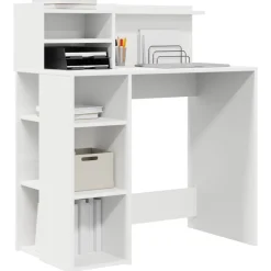 vidaXL Bureau met plank met opslag Wit 90 x 48 x 101,5 cm Bewerkt hout