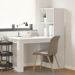 vidaXL Bureau met plank met opslag Wit 122 x 67 x 145 cm Bewerkt hout