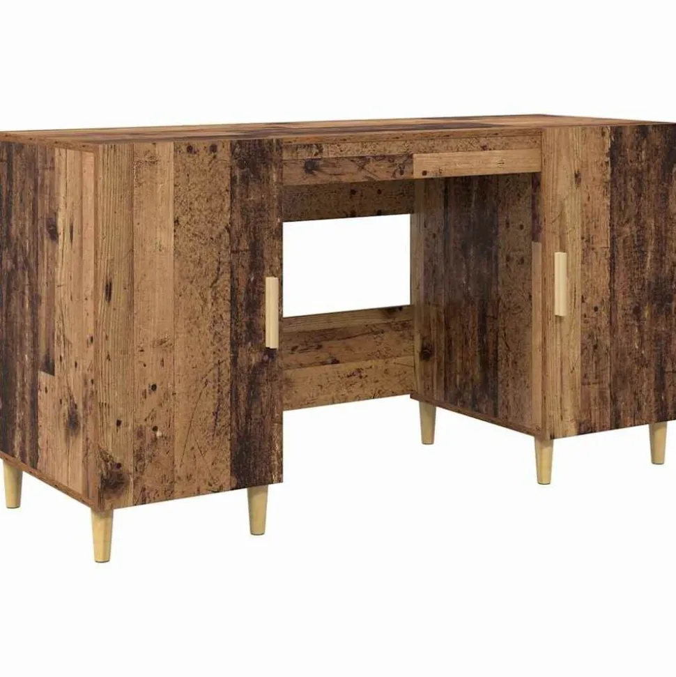vidaXL Bureau met plank Oud Hout 140 x 50 x 75 cm Bewerkt hout