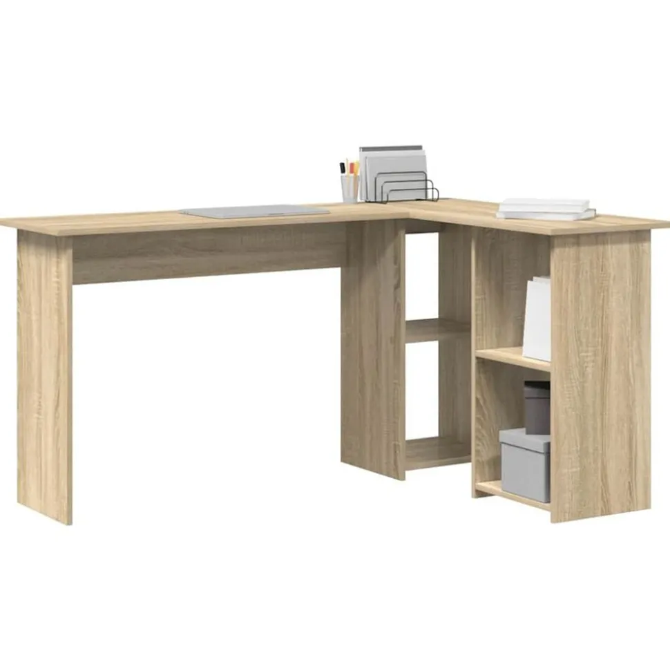 vidaXL Bureau met plank Sonoma Eiken 142 x 102 x 73 cm Bewerkt hout