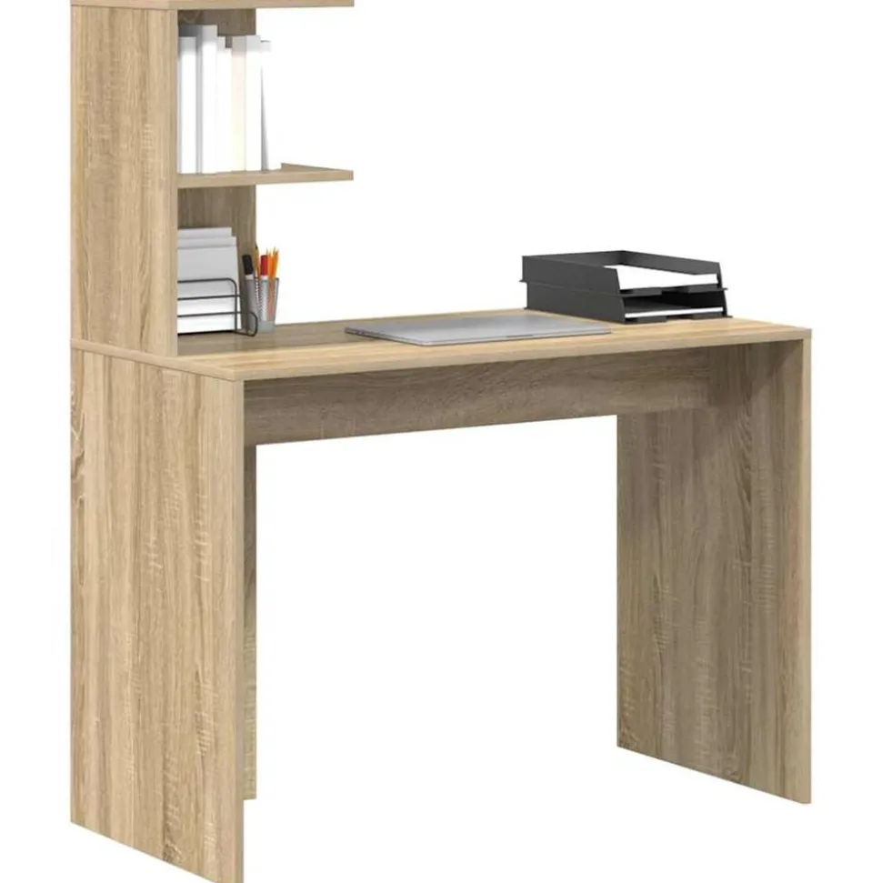 vidaXL Bureau met plank Sonoma eiken 102 x 50 x 124 cm Bewerkt hout