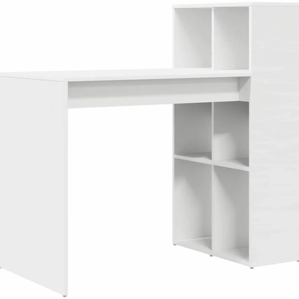 vidaXL Bureau met plank Wit 108 x 55 x 103.5 cm Bewerkt hout