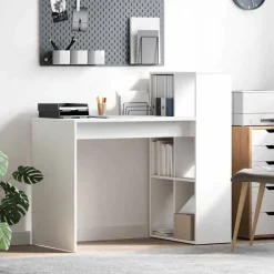 vidaXL Bureau met plank Wit 108 x 55 x 103.5 cm Bewerkt hout