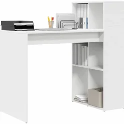 vidaXL Bureau met plank Wit 108 x 55 x 103.5 cm Bewerkt hout