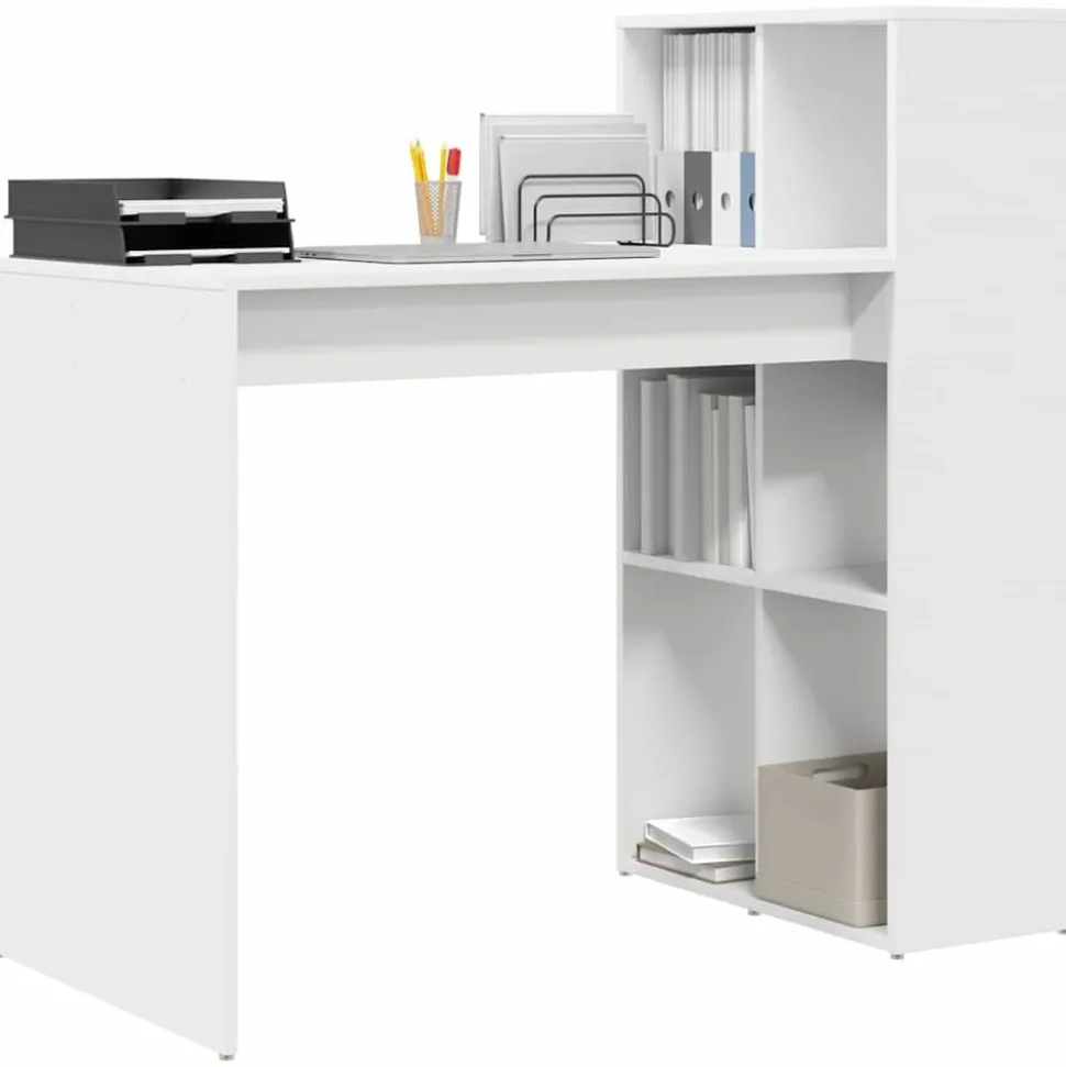 vidaXL Bureau met plank Wit 108 x 55 x 103.5 cm Bewerkt hout