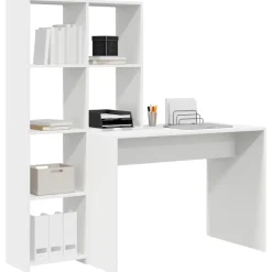 vidaXL Bureau met plank Wit 138,5 x 55 x 143 cm Bewerkt hout
