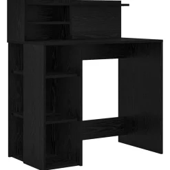 vidaXL Bureau met plank Zwart Eiken 90 x 48 x 101,5 cm Bewerkt hout