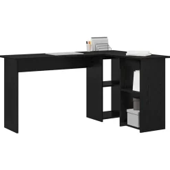 vidaXL Bureau met plank Zwart Eiken 142 x 102 x 73 cm Bewerkt hout