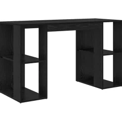 vidaXL Bureau met plank Zwart Eiken 130 x 50.5 x 75 cm Bewerkt hout