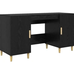 vidaXL Bureau met plank Zwart Eiken 140 x 50 x 75 cm Bewerkt hout