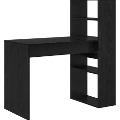 vidaXL Bureau met plank Zwart Eiken 113 x 54 x 120 cm Bewerkt hout