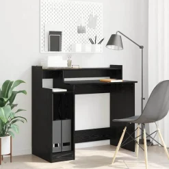 vidaXL Bureau met plank Zwart Eiken 97 x 45 x 90 cm Bewerkt hout