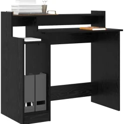 vidaXL Bureau met plank Zwart Eiken 97 x 45 x 90 cm Bewerkt hout