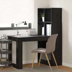 vidaXL Bureau met plank Zwart Eiken 122 x 67 x 145 cm Bewerkt hout
