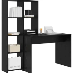 vidaXL Bureau met plank Zwart Eiken 138,5 x 55 x 143 cm Bewerkt hout