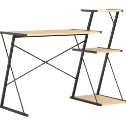 vidaXL Bureau met schap 116x50x93 cm zwart en eikenkleurig