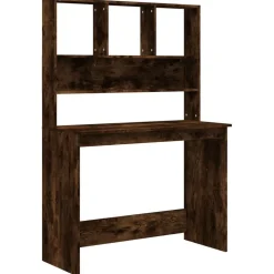 vidaXL Bureau met schappen 102x45x148 cm bewerkt hout gerookt eiken