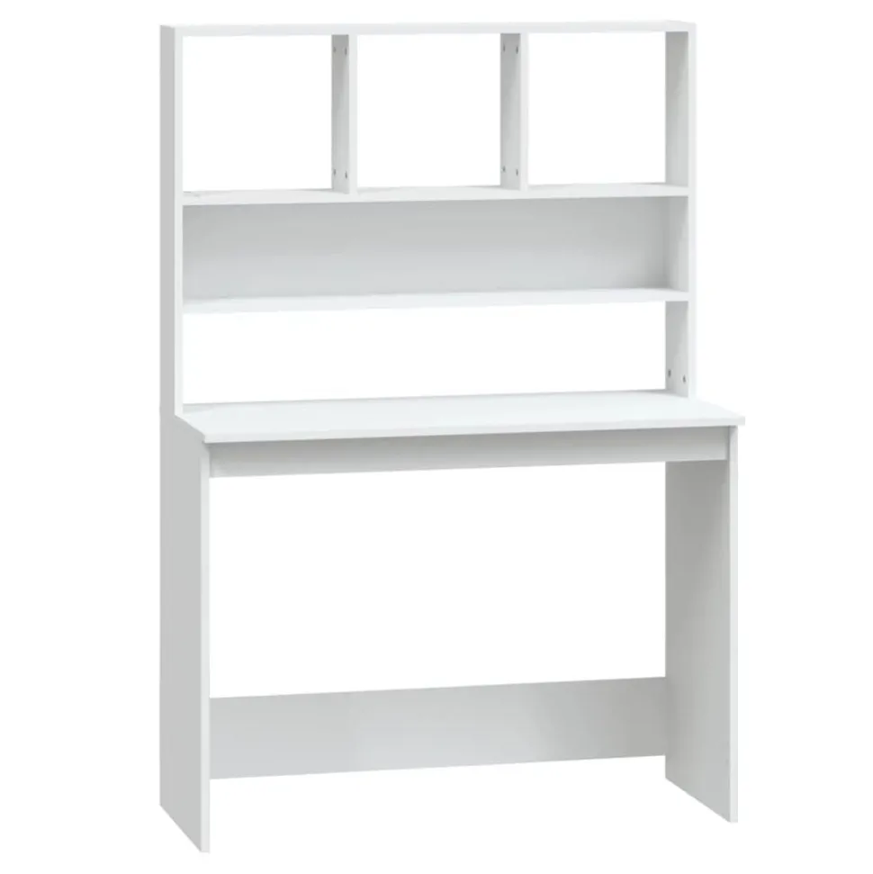 vidaXL Bureau met schappen 102x45x148 cm bewerkt hout wit