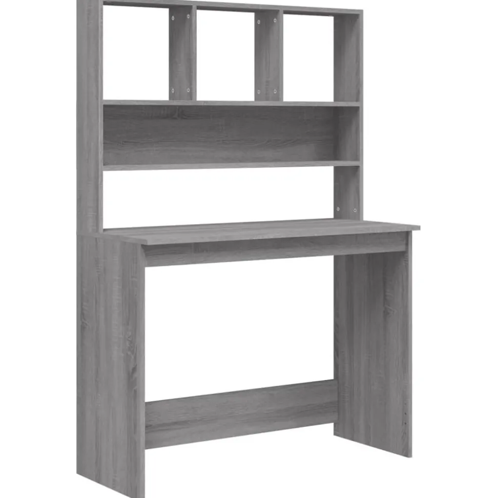 vidaXL Bureau met schappen 102x45x148 cm bewerkt hout grijs sonoma