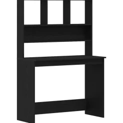 vidaXL Bureau met schappen 102x45x148 cm bewerkt hout zwart eikenkleur