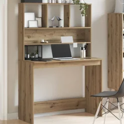 vidaXL Bureau met schappen 102x45x148 cm bewerkt hout artisanaal eiken