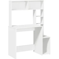 vidaXL Bureau met schappen 100x45x140 cm bewerkt hout wit