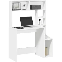 vidaXL Bureau met schappen 100x45x140 cm bewerkt hout wit