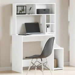 vidaXL Bureau met schappen 100x45x140 cm bewerkt hout wit