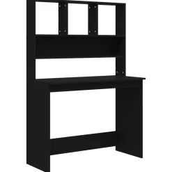 vidaXL Bureau met schappen 102x45x148 cm bewerkt hout zwart