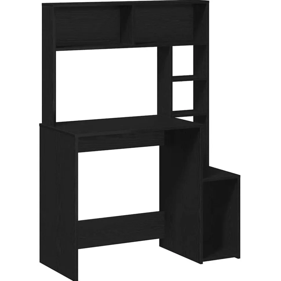 vidaXL Bureau met schappen 100x45x140 cm bewerkt hout zwart