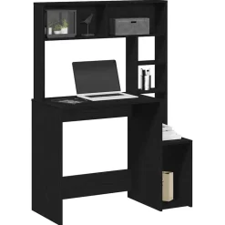 vidaXL Bureau met schappen 100x45x140 cm bewerkt hout zwart