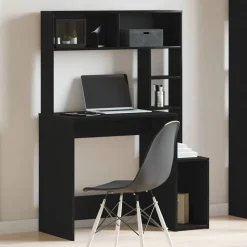 vidaXL Bureau met schappen 100x45x140 cm bewerkt hout zwart