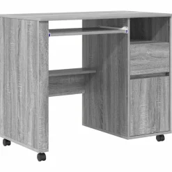 vidaXL Bureau met Wielen Grijs Sonoma 91 x 50 x 77 cm Bewerkt hout