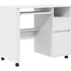 vidaXL Bureau met Wielen met lade Wit 91 x 50 x 77 cm Bewerkt hout