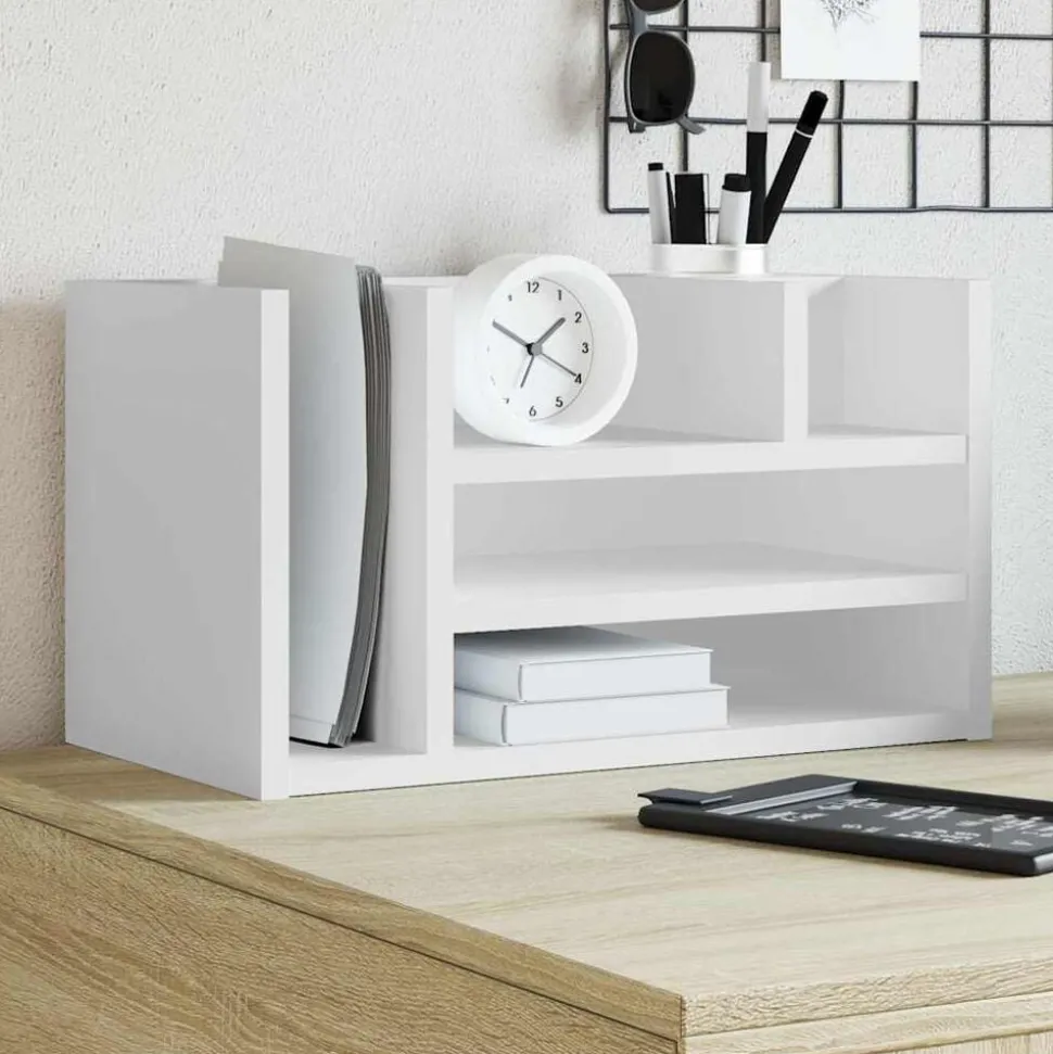 vidaXL Bureau organiser 44,5x24x25 cm bewerkt hout wit