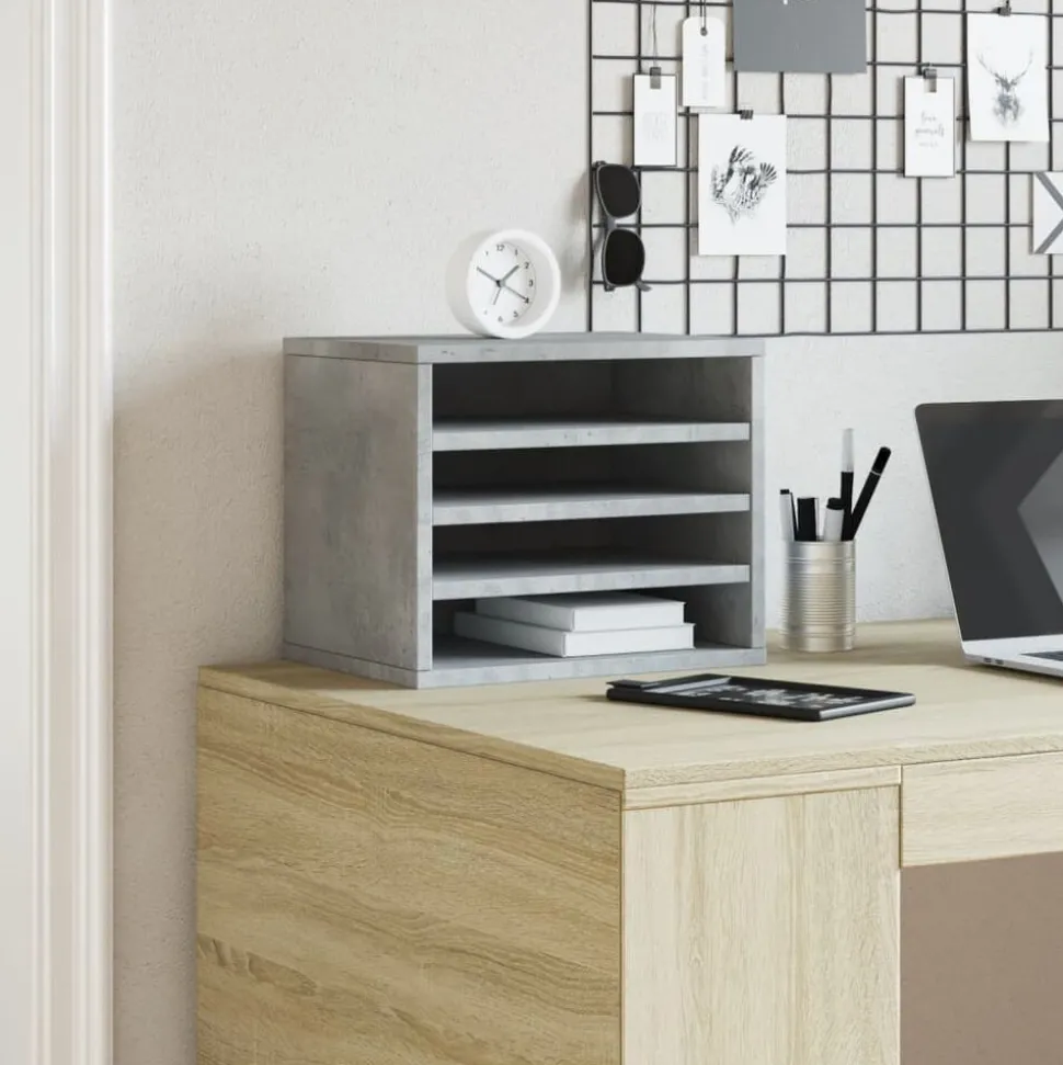 vidaXL Bureau organiser 36x26x29,5 cm bewerkt hout betongrijs