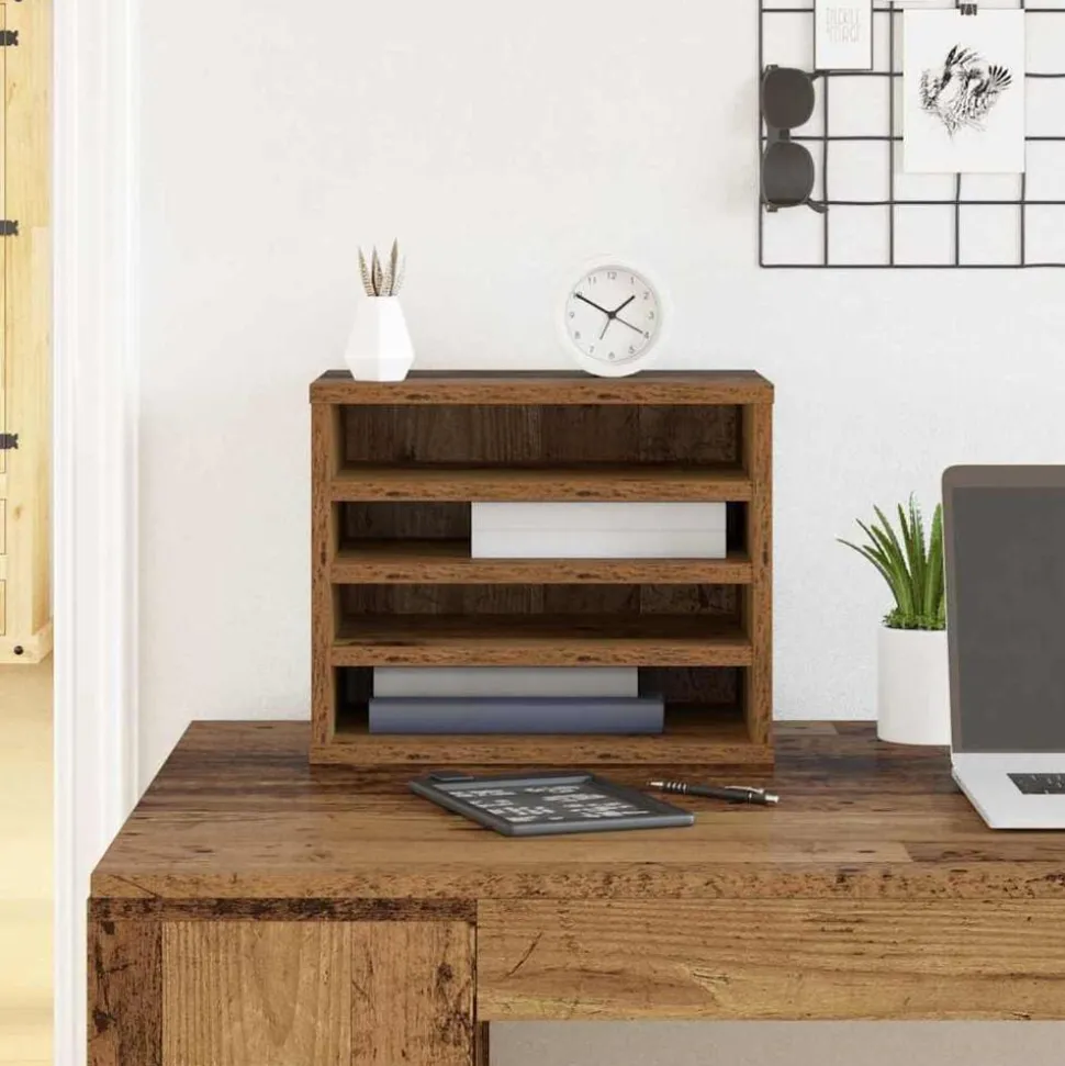 vidaXL Bureau Organizer Oudhout 36 x 26 x 29,5 cm Bewerkt hout