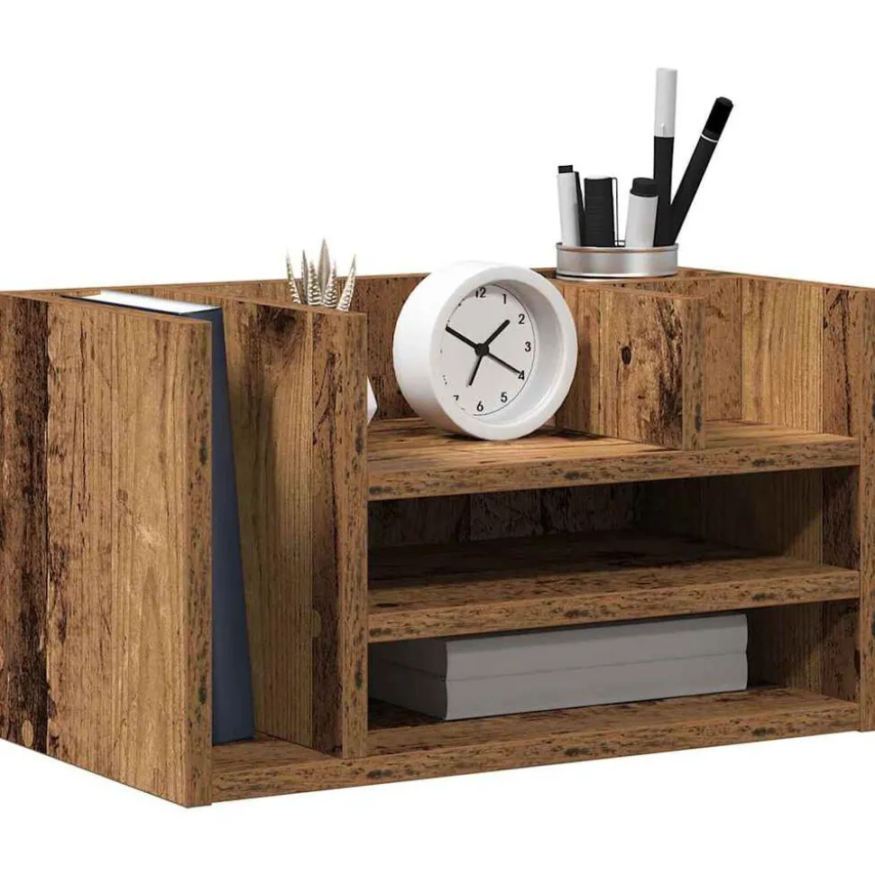 vidaXL Bureau Organizer Oudhout 44,5 x 24 x 25 cm Bewerkt hout
