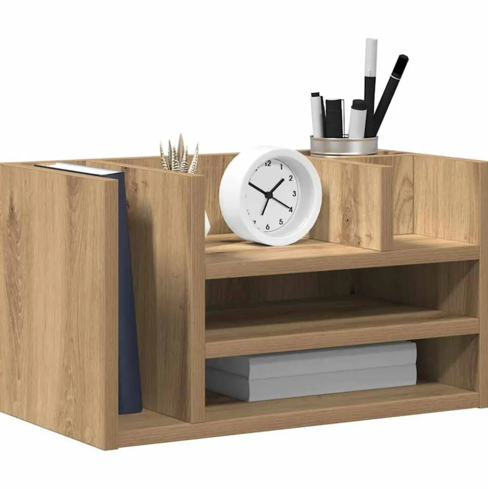 vidaXL Bureau Organizer Zwart eiken 44,5 x 24 x 25 cm Bewerkt hout