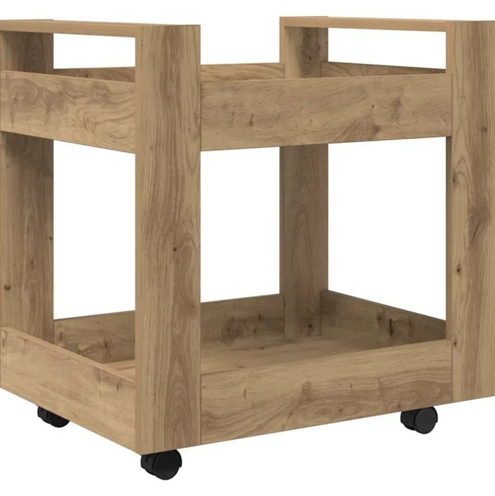 vidaXL Bureau Trolley Artisan Eiken 60 x 45 x 60 cm Bewerkt hout