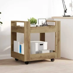 vidaXL Bureau Trolley Artisan Eiken 60 x 45 x 60 cm Bewerkt hout