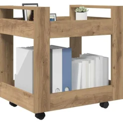vidaXL Bureau Trolley Artisan Eiken 60 x 45 x 60 cm Bewerkt hout