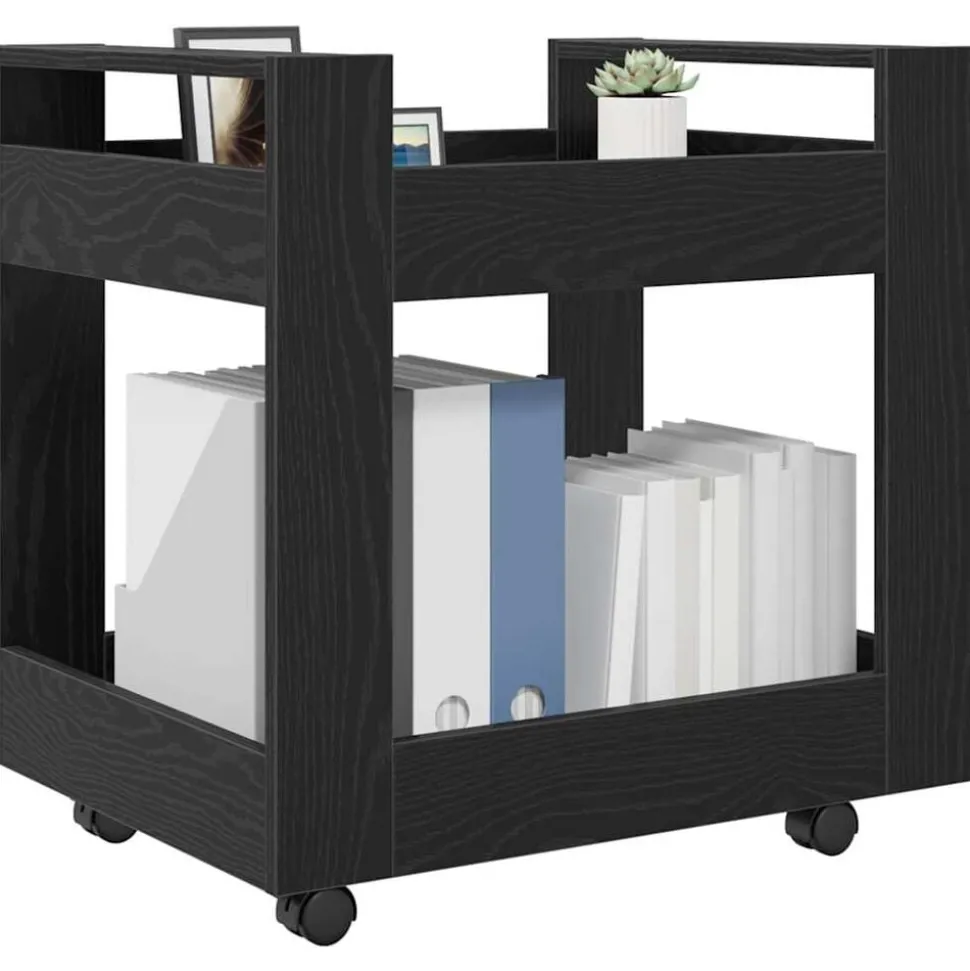 vidaXL Bureau Trolley Zwart Eiken 60 x 45 x 60 cm Bewerkt hout