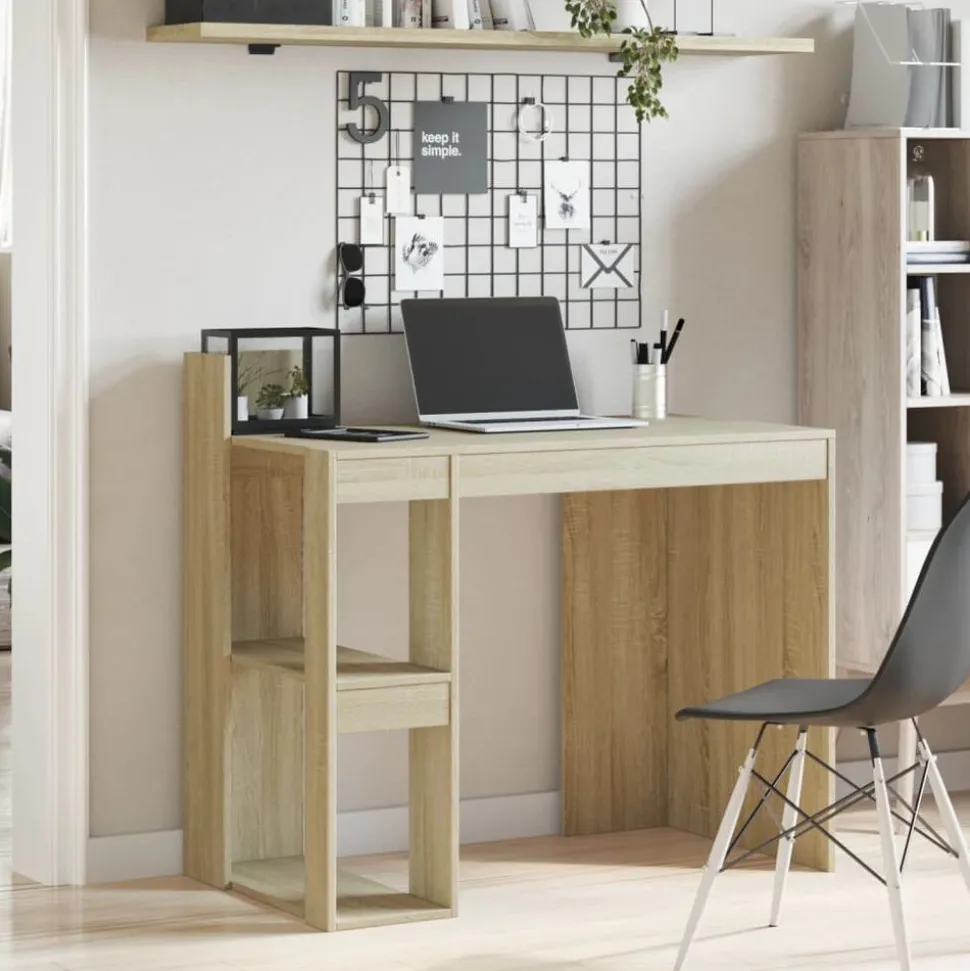 vidaXL Bureau 103,5x56,5x94 cm bewerkt hout sonoma eikenkleurig