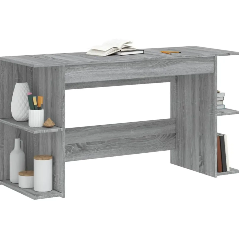 vidaXL Bureau 140x50x75 cm bewerkt hout grijs sonoma eikenkleurig